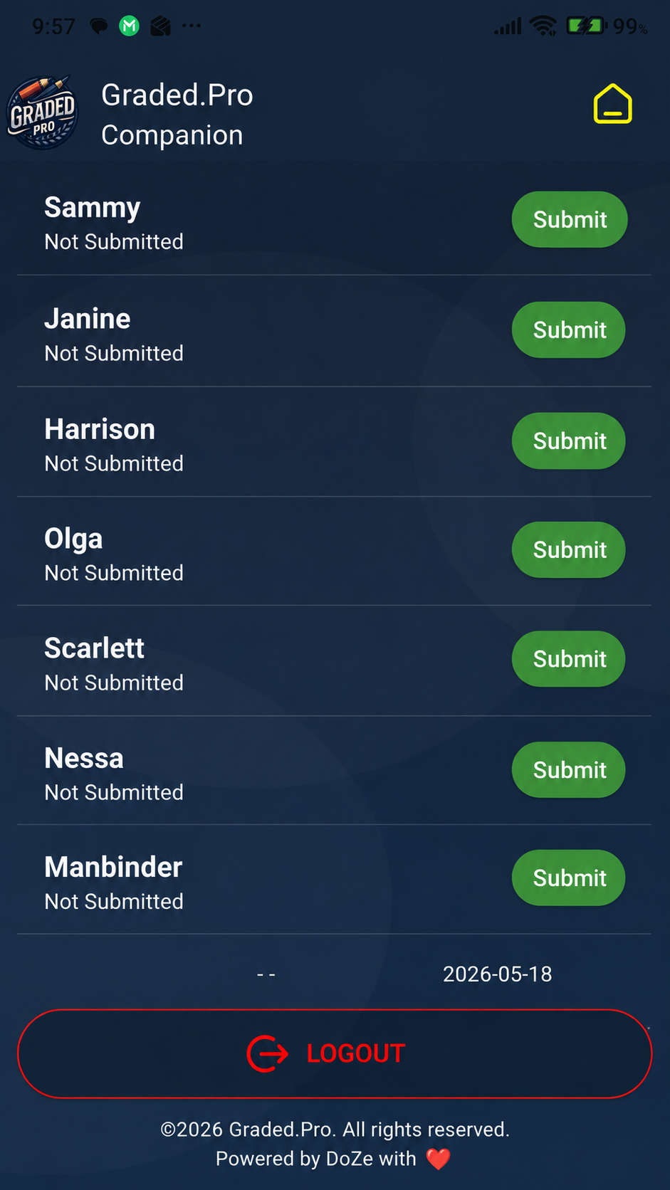Submit screen